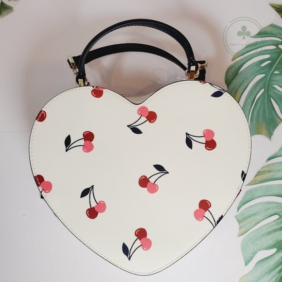 MAKE AN OFFER Kate Spade Love Shack Dancing Cherries  Heart Crossbody Bag - Picture 4 of 7